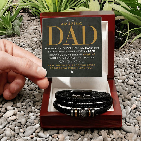 Gift For Dad - Men's Leather Bracelet For Dad - Great For Christmas, Father's Day or His Birthday