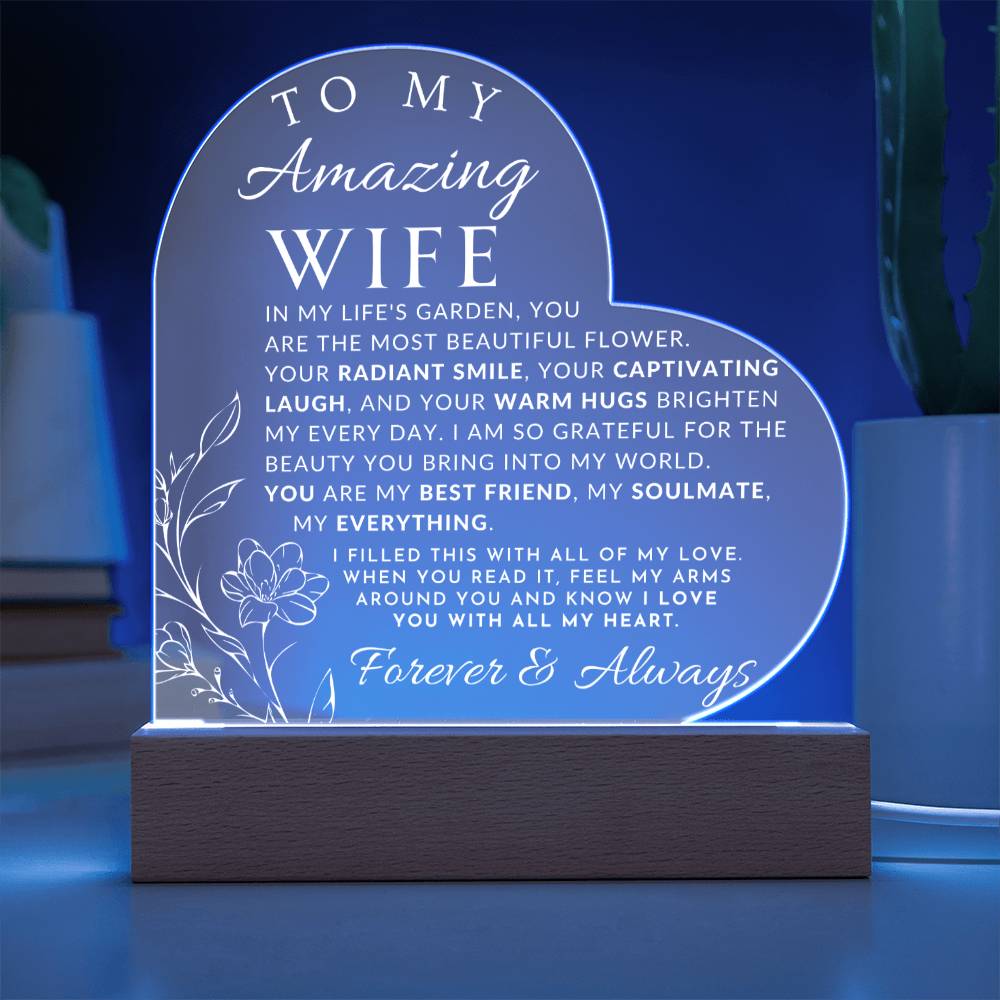 Romantic Gift For Her - To My Wife - The Beauty You Bring - Heart Shaped Acrylic Plaque - Perfect Christmas Gift, Valentine's Day, Birthday or Anniversary Present