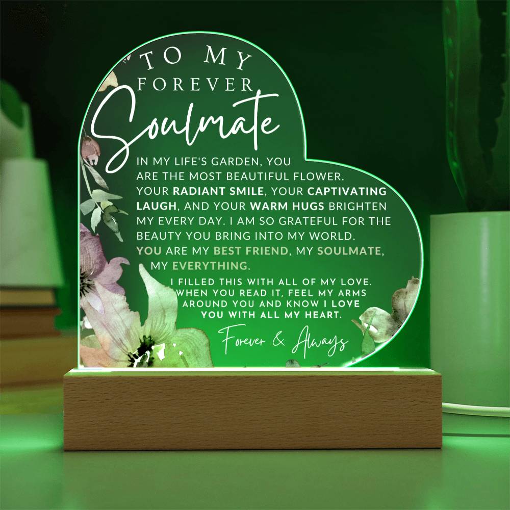 Romantic Gift For Her - To My Soulmate - The Beauty You Bring - Heart Shaped Acrylic Plaque - Perfect Christmas Gift, Valentine's Day, Birthday or Anniversary Present