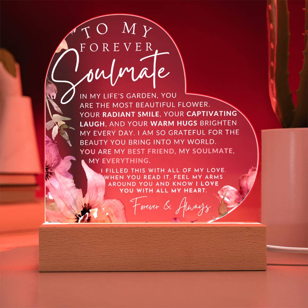 Romantic Gift For Her - To My Soulmate - The Beauty You Bring - Heart Shaped Acrylic Plaque - Perfect Christmas Gift, Valentine's Day, Birthday or Anniversary Present