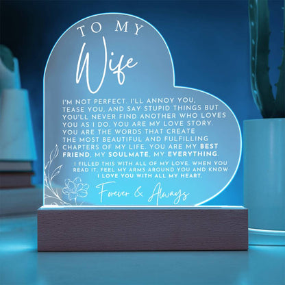 Sentimental Gift For My Wife - Heart Shaped Acrylic Plaque - Perfect Christmas Gift, Valentine's Day, Birthday or Anniversary Present