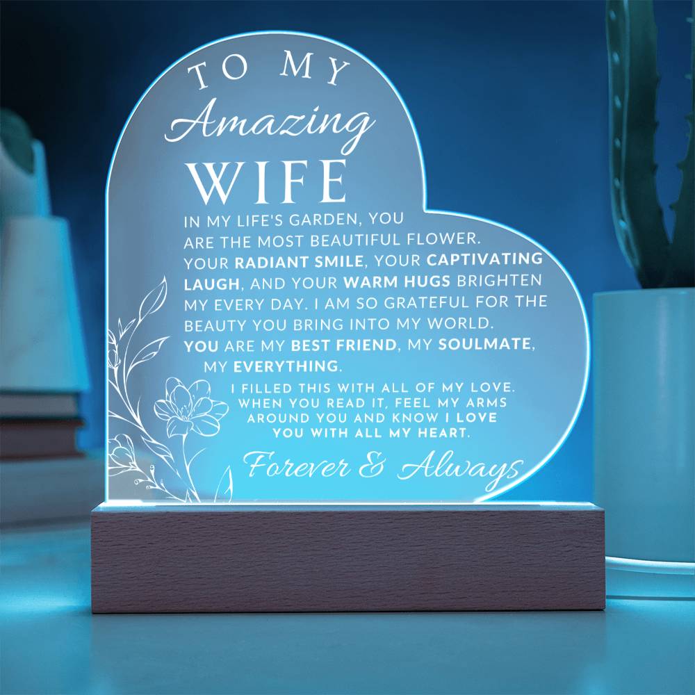 Romantic Gift For Her - To My Wife - The Beauty You Bring - Heart Shaped Acrylic Plaque - Perfect Christmas Gift, Valentine's Day, Birthday or Anniversary Present