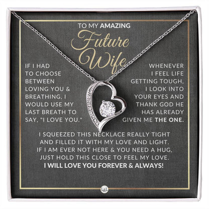 Romantic Gift For Future Wife - Open Heart Pendant Necklace - Sentimental and Romantic Christmas, Valentine's Day, Birthday or Anniversary Present - Liliana and Liam