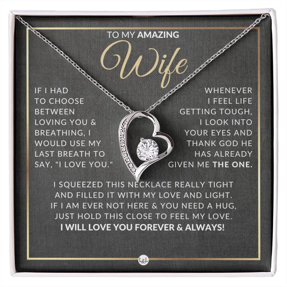 Romantic Gift For Wife - Open Heart Pendant Necklace - Sentimental and Romantic Christmas, Valentine's Day, Birthday, or Anniversary Present