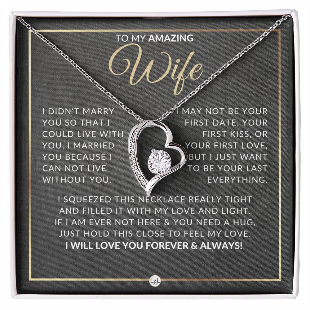 Gift For Wife After Marriage - Beautiful Women's Open Heart Pendant Necklace + Heartfelt Message - Liliana and Liam