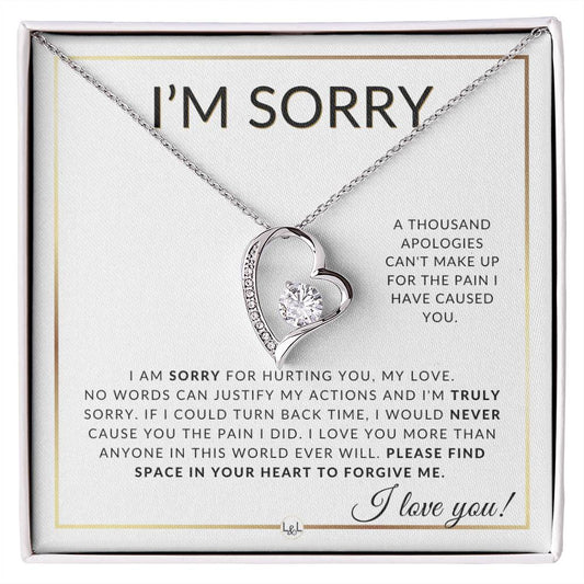 I Am Sorry Gift For Her - Apology Gift - Beautiful Women's Open Heart Pendant Necklace + Heartfelt Apology - Liliana and Liam