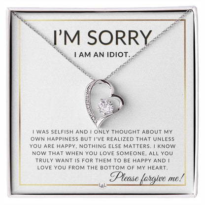 I Am Sorry Gift For Her - From The Bottom Of My Heart - Apology Gift For Wife, Fiancée, or Girlfriend - Beautiful Women's Open Heart Pendant Necklace + Heartfelt Message - Liliana and Liam