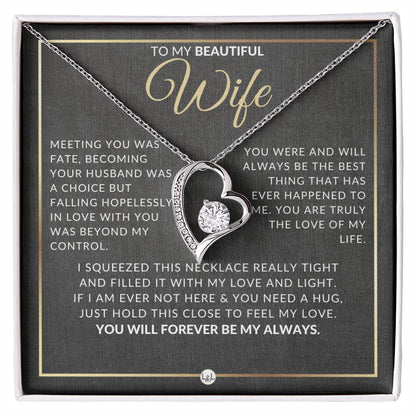 Heartfelt Gift For Wife - Open Heart Pendant Necklace - Sentimental and Romantic Christmas, Valentine's Day, Birthday, or Anniversary Present - Liliana and Liam