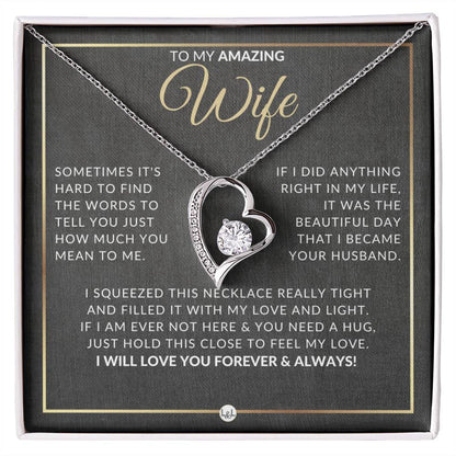 Surprise Gift For Wife - Open Heart Pendant Necklace - Sentimental and Romantic Christmas, Valentine's Day, Birthday, or Anniversary Present - Liliana and Liam