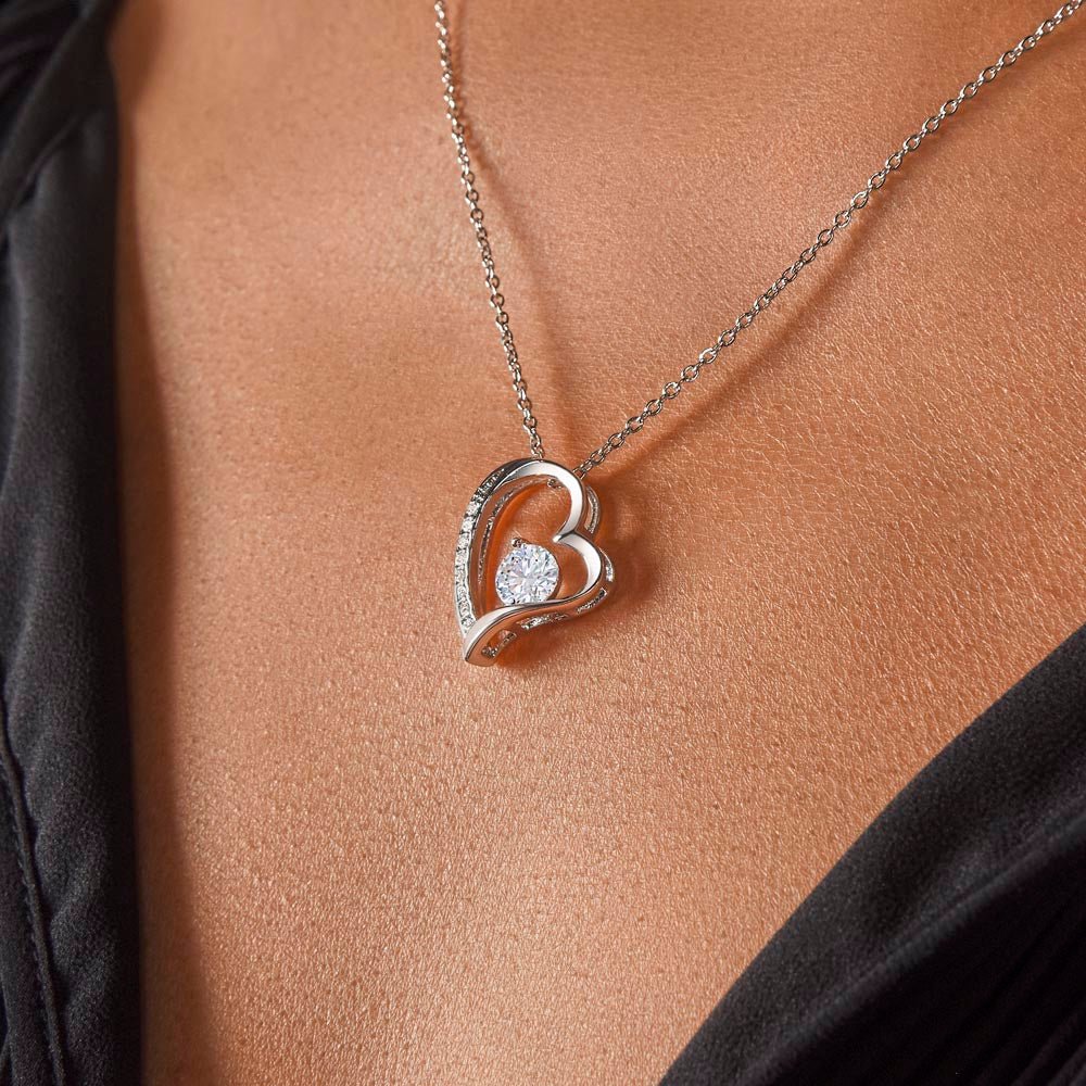 Surprise Gift For My Girlfriend - Open Heart Pendant Necklace - Romantic Christmas, Valentine's Day, Birthday or Anniversary Present with Personalized Message - Liliana and Liam