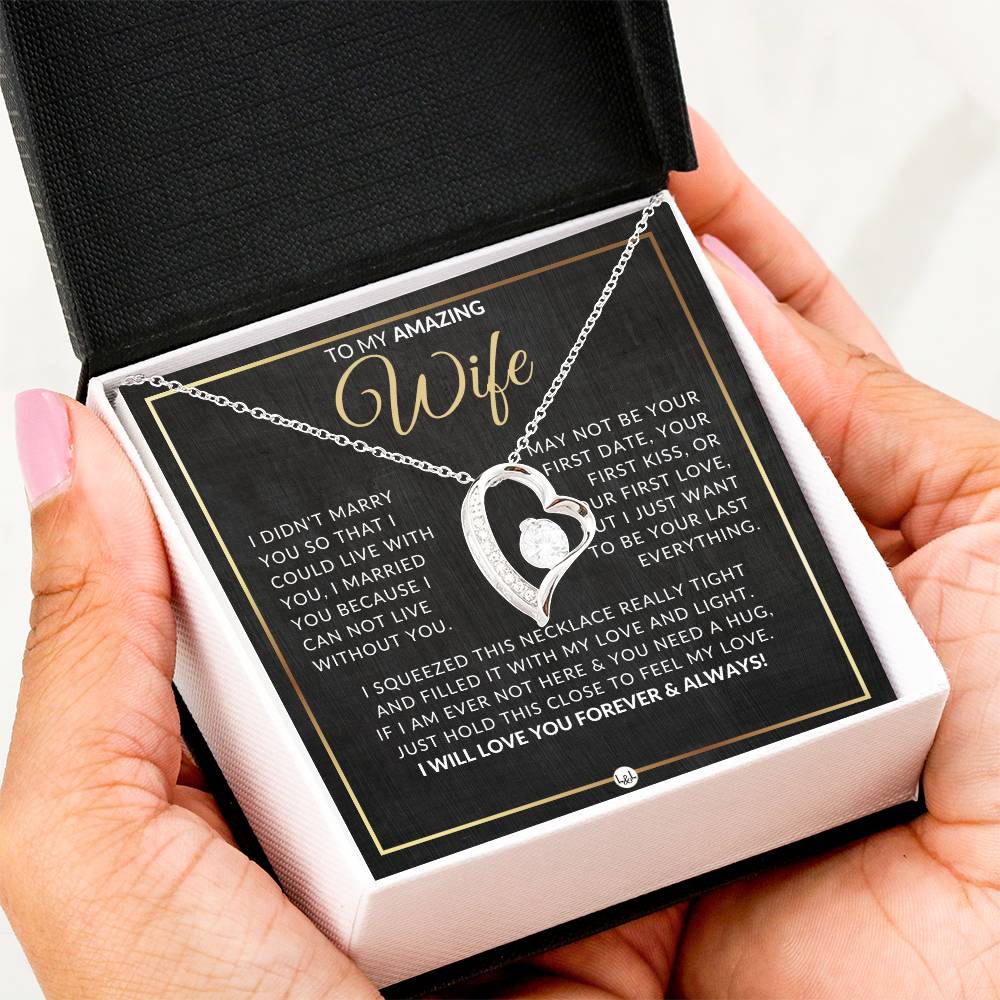 Gift For Wife After Marriage - Beautiful Women's Open Heart Pendant Necklace + Heartfelt Message - Liliana and Liam