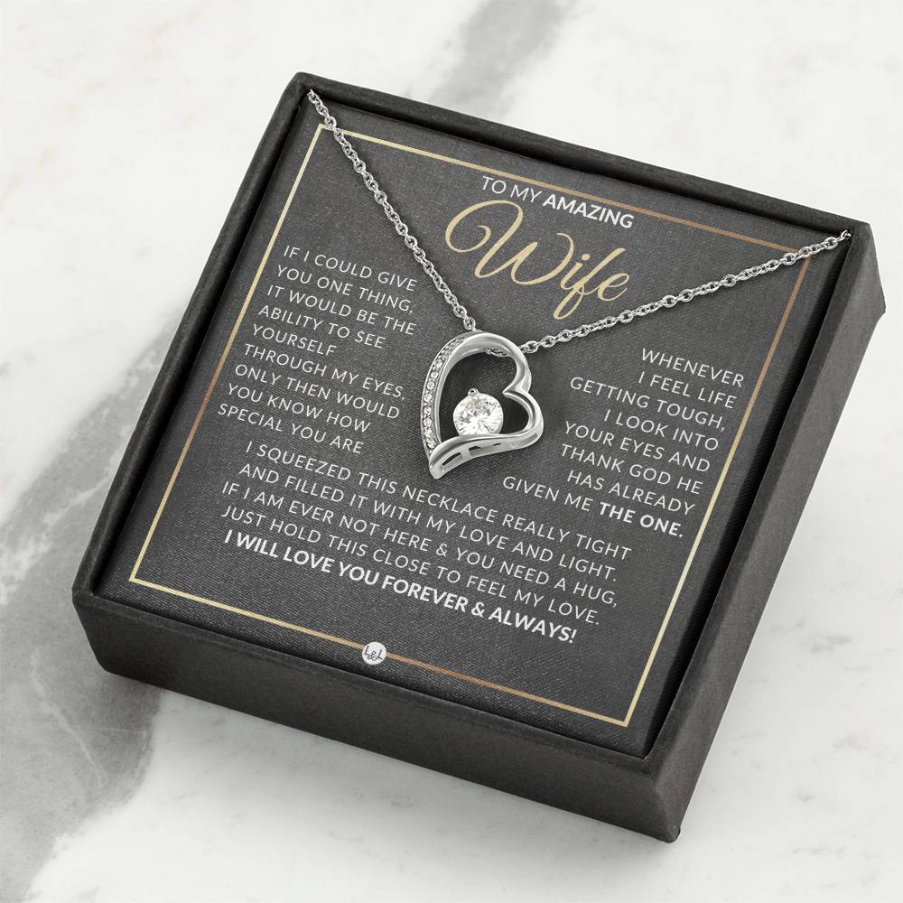 Gift Idea For Wife Who Has Everything - Open Heart Pendant Necklace - Sentimental and Romantic Christmas, Valentine's Day, Birthday, or Anniversary Present