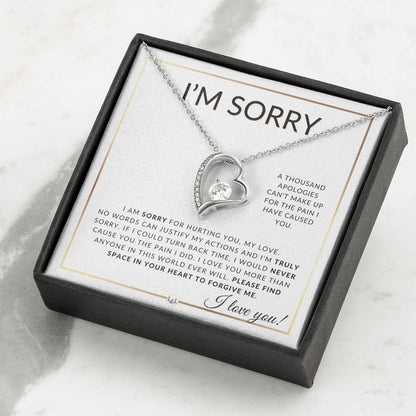 I Am Sorry Gift For Her - Apology Gift - Beautiful Women's Open Heart Pendant Necklace + Heartfelt Apology - Liliana and Liam