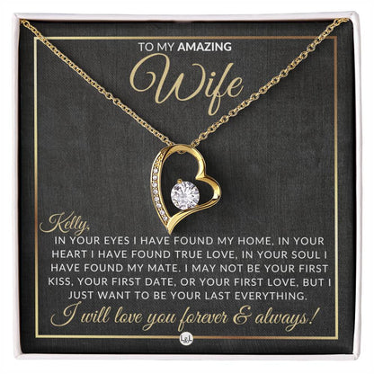 Unique Gift For Your Wife With Personalization - Open Heart Pendant Necklace - Great Christmas, Birthday, or Anniversary Present - Liliana and Liam