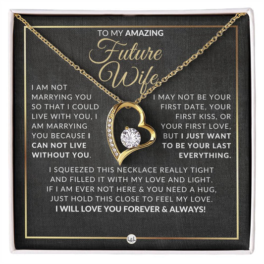 Gift For Future Wife Before Marriage - Open Heart Pendant Necklace - Sentimental and Romantic Christmas, Valentine's Day, Birthday or Anniversary Present - Liliana and Liam