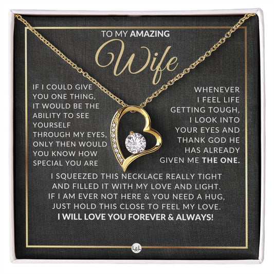Gift Idea For Wife Who Has Everything - Open Heart Pendant Necklace - Sentimental and Romantic Christmas, Valentine's Day, Birthday or Anniversary Present - Liliana and Liam