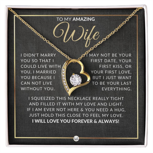Gift For Wife After Marriage - Beautiful Women's Open Heart Pendant Necklace + Heartfelt Message - Liliana and Liam