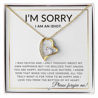 I Am Sorry Gift For Her - From The Bottom Of My Heart - Apology Gift For Wife, Fiancée, or Girlfriend - Beautiful Women's Open Heart Pendant Necklace + Heartfelt Message - Liliana and Liam