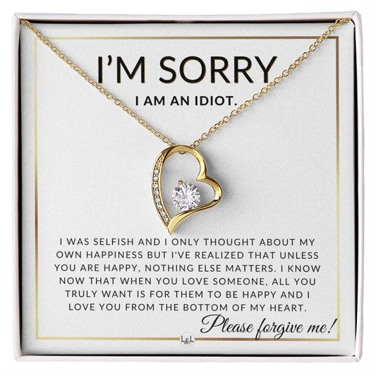 I Am Sorry Gift For Her - From The Bottom Of My Heart - Apology Gift For Wife, Fiancée, or Girlfriend - Beautiful Women's Open Heart Pendant Necklace + Heartfelt Message - Liliana and Liam