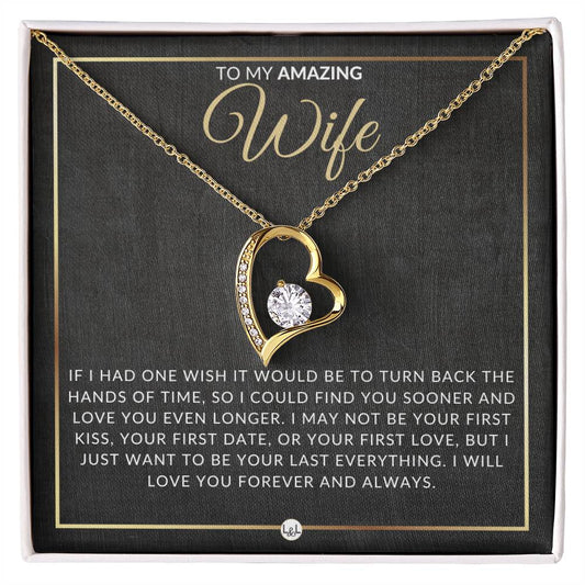 Special Gift For Wife - Open Heart Pendant Necklace - Sentimental and Romantic Christmas, Valentine's Day, Birthday, or Anniversary Present - Liliana and Liam