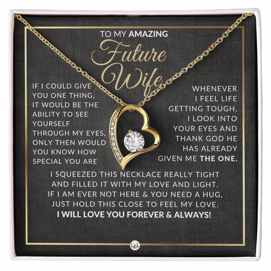 Gift Idea For Future Wife Who Has Everything - Open Heart Pendant Necklace - Sentimental and Romantic Christmas, Valentine's Day, Birthday or Anniversary Present - Liliana and Liam
