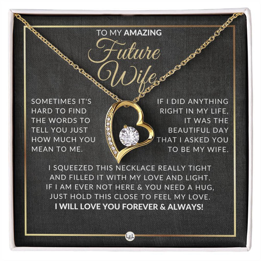 Heartfelt Gift For Future Wife - Open Heart Pendant Necklace - Sentimental and Romantic Christmas, Valentine's Day, Birthday or Anniversary Present - Liliana and Liam