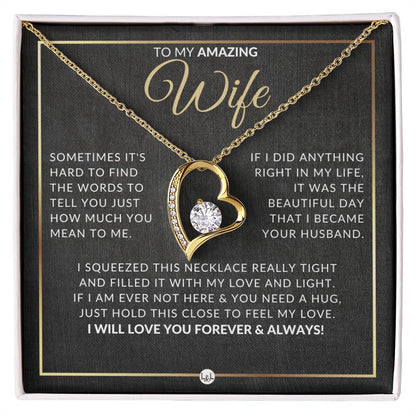 Surprise Gift For Wife - Open Heart Pendant Necklace - Sentimental and Romantic Christmas, Valentine's Day, Birthday, or Anniversary Present - Liliana and Liam