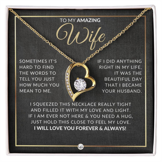 Surprise Gift For Wife - Open Heart Pendant Necklace - Sentimental and Romantic Christmas, Valentine's Day, Birthday, or Anniversary Present - Liliana and Liam