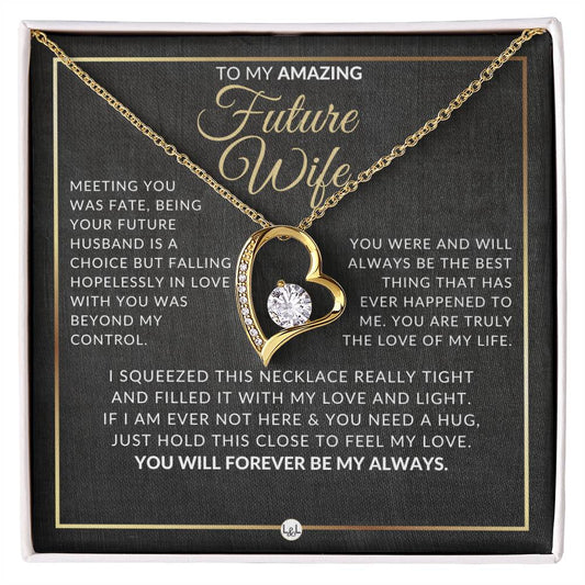 Surprise Gift For Future Wife - Open Heart Pendant Necklace - Sentimental and Romantic Christmas, Valentine's Day, Birthday or Anniversary Present - Liliana and Liam