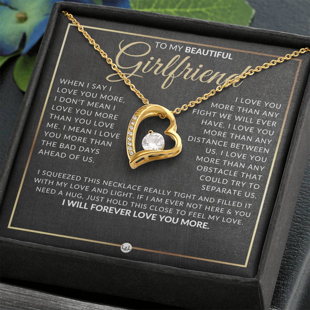 Surprise Gift For Girlfriend - Open Heart Pendant Necklace - Sentimental and Romantic Christmas, Valentine's Day, Birthday or Anniversary Present