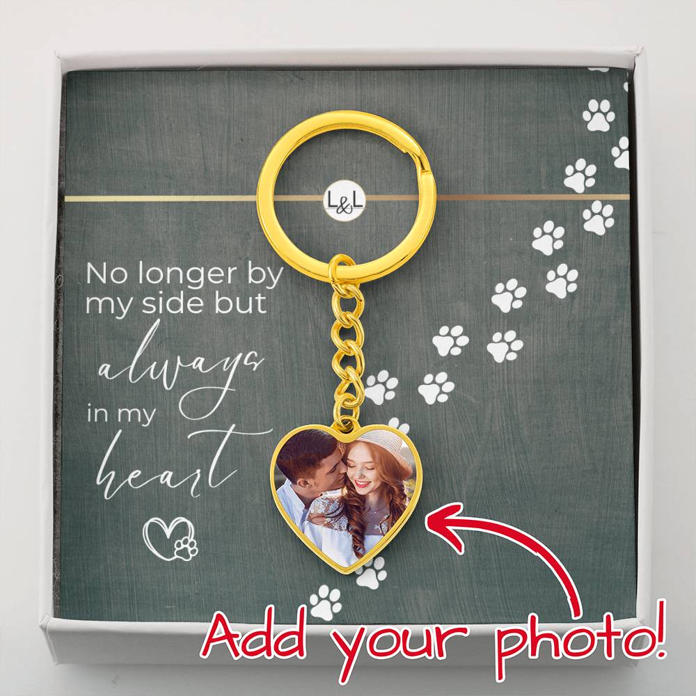Dog Loss Gift - Always In My Heart - Photo Heart Keychain - Custom Dog Remembrance, Bereavement & Sympathy Gift