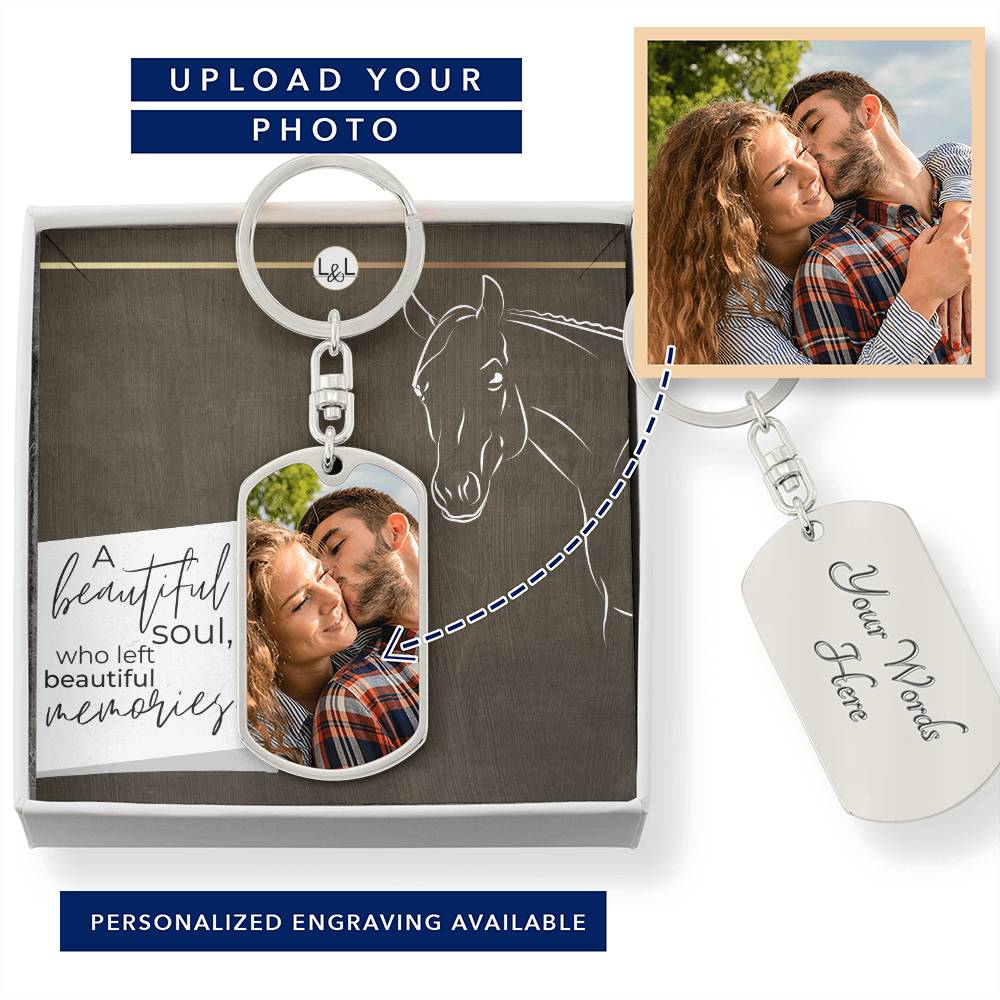 Horse Keepsake - A Beautiful Soul - Keychain with Photo - Custom Horse or Equestrian Memorial, Bereavement & Sympathy Gifts