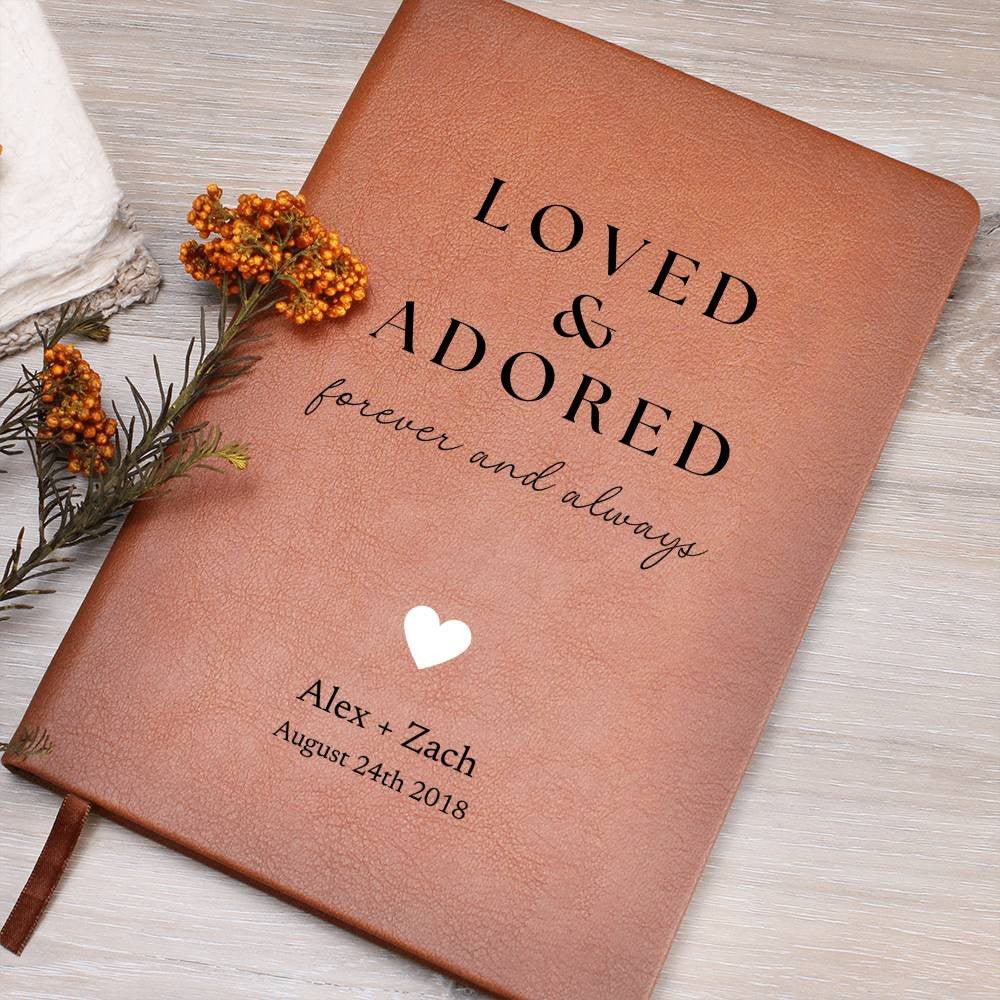 Personalized Leather Journal - Loved And Adored - Custom Leather Notebook