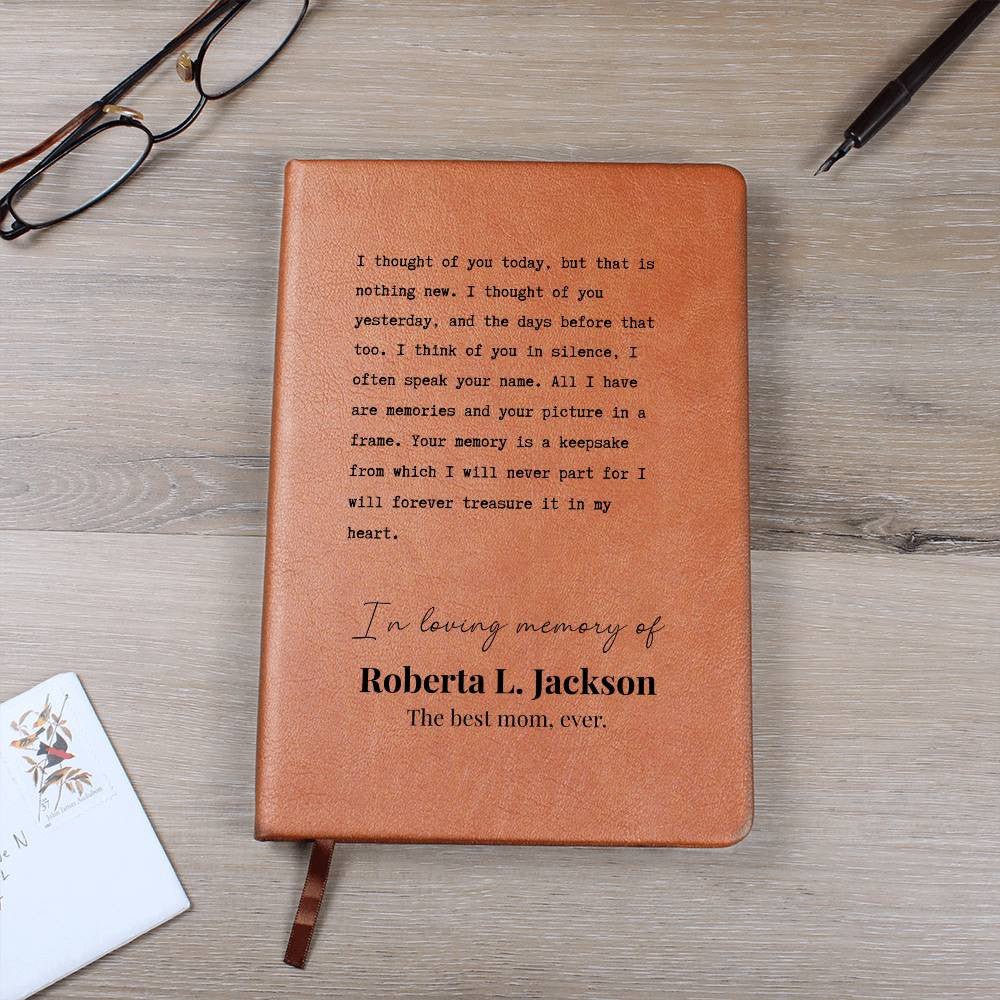 Forever Treasured - Custom Leather Journal - Sympathy, Memorial, Bereavement Notebook - Liliana and Liam