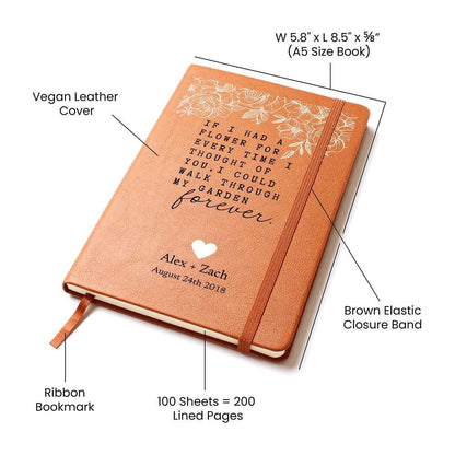 Every Time I Thought Of You - Custom Leather Journal - Love Notebook - Liliana and Liam