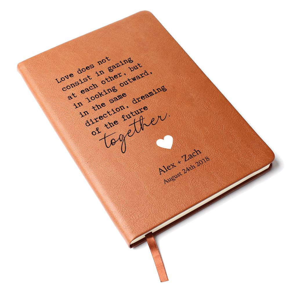 Personalized Leather Journal - Looking Outward Together - Custom Leather Notebook For The One You Love - Wedding or Anniversary Gift - Love Letters, Memory Book