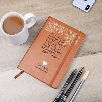 Every Time I Thought Of You - Custom Leather Journal - Love Notebook - Liliana and Liam