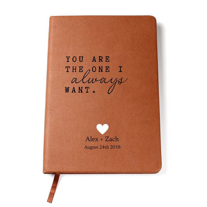 You Are The One - Custom Leather Journal - Love Notebook - Liliana and Liam