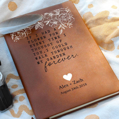 Every Time I Thought Of You - Custom Leather Journal - Love Notebook - Liliana and Liam