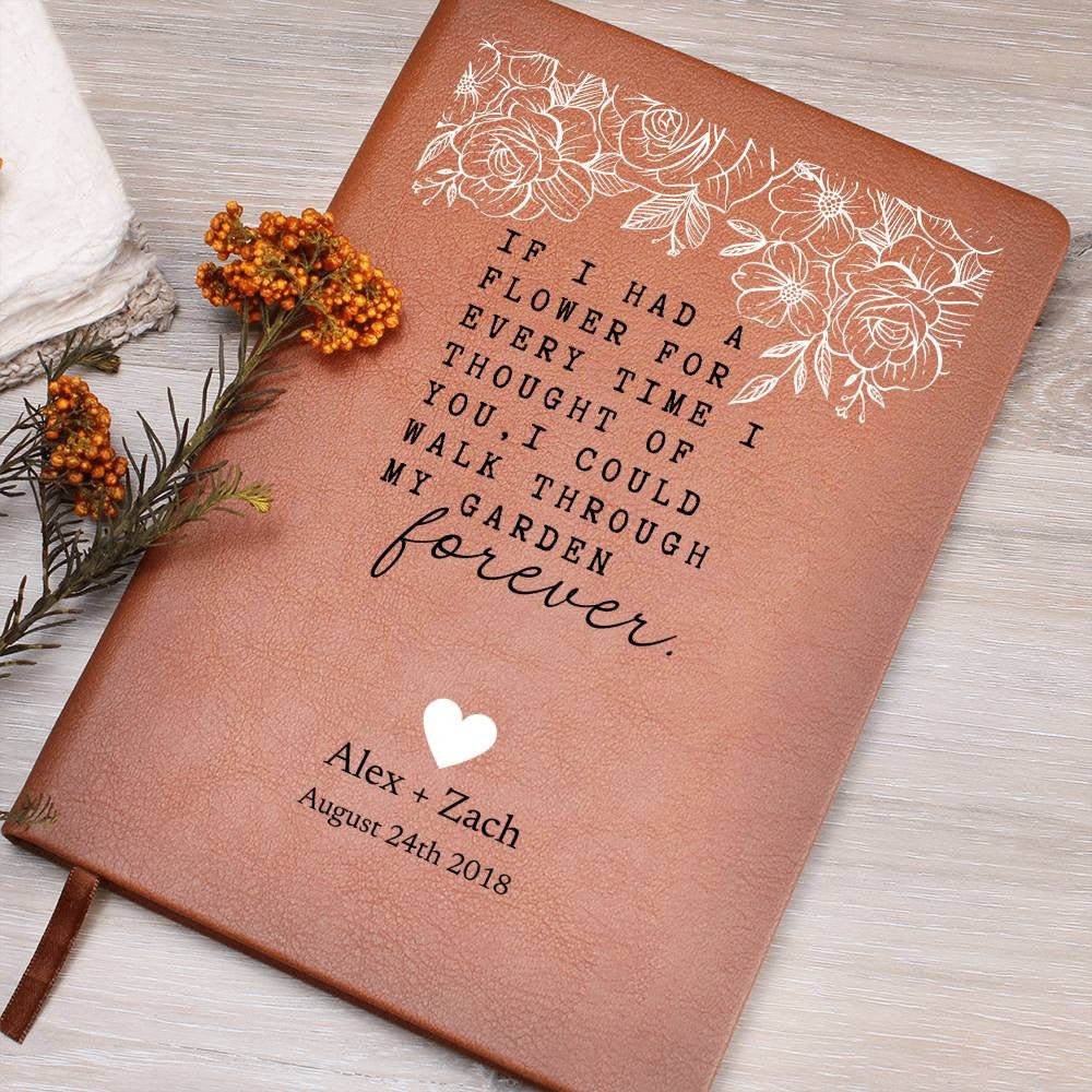Every Time I Thought Of You - Custom Leather Journal - Love Notebook - Liliana and Liam