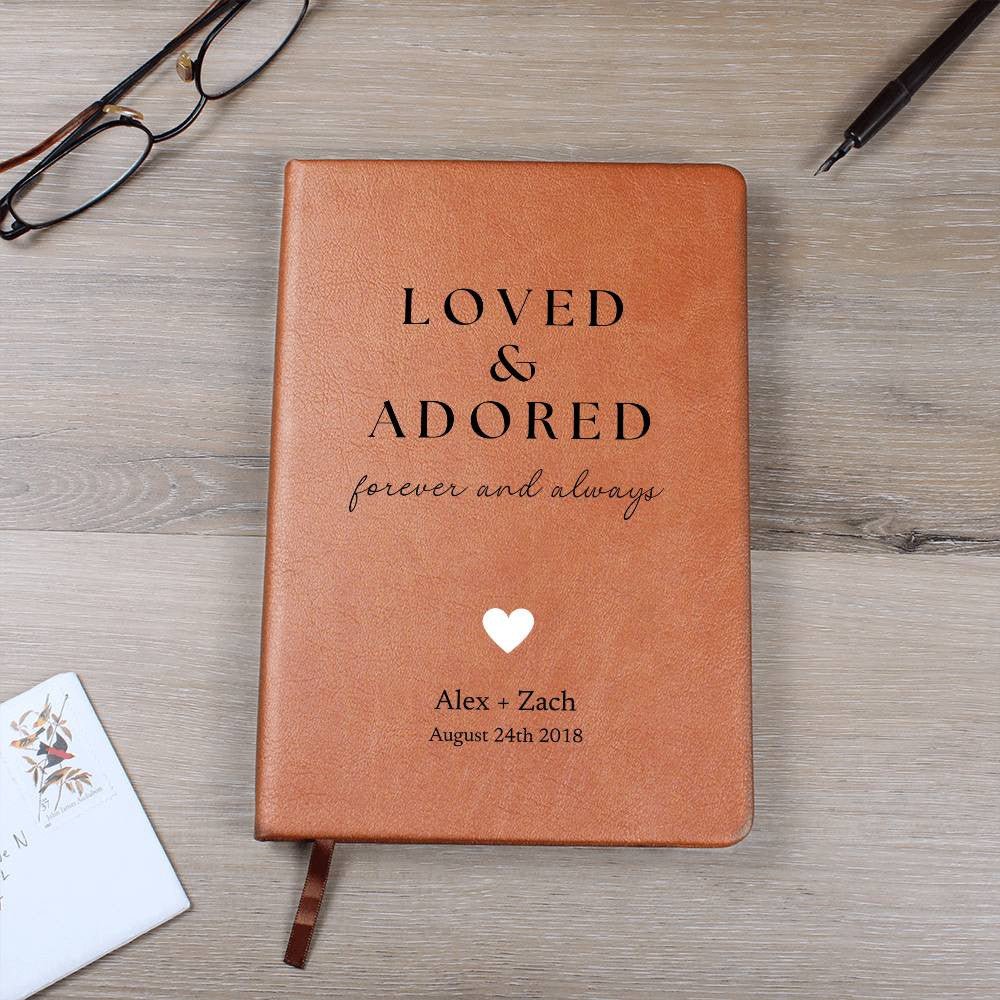 Personalized Leather Journal - Loved And Adored - Custom Leather Notebook