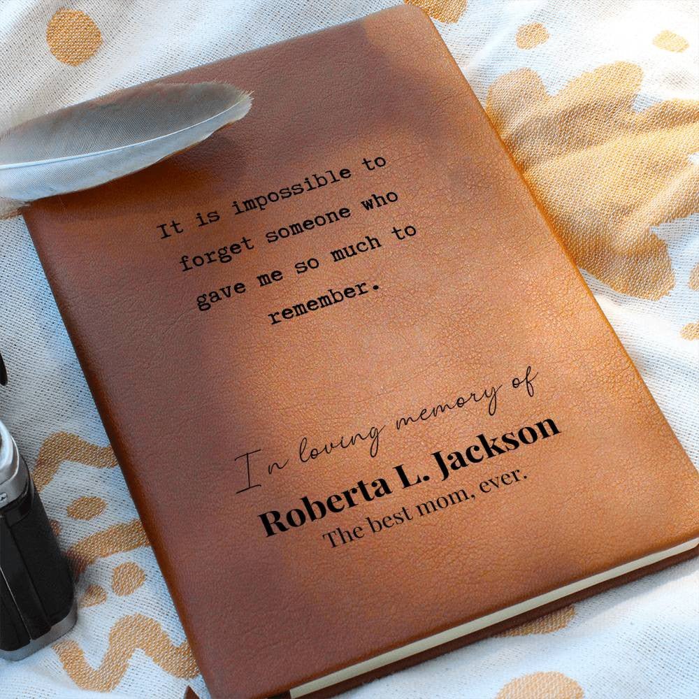 So Much To Remember - Custom Leather Journal - Sympathy, Memorial, Bereavement Notebook - Liliana and Liam
