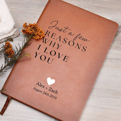 Just A Few Reasons - Custom Leather Journal - Love Notebook - Liliana and Liam