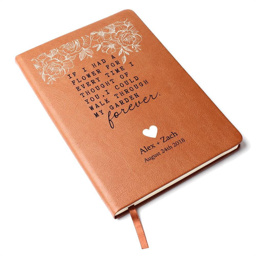 Every Time I Thought Of You - Custom Leather Journal - Love Notebook - Liliana and Liam