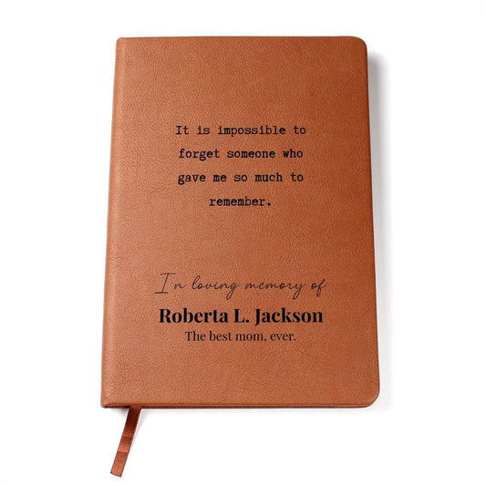 So Much To Remember - Custom Leather Journal - Sympathy, Memorial, Bereavement Notebook - Liliana and Liam
