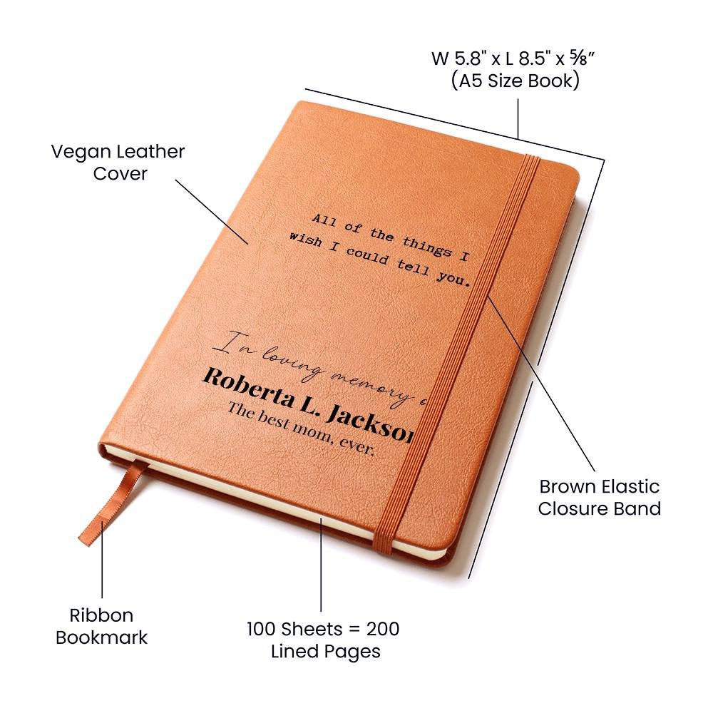 All Of The Things - Custom Leather Journal - Remembrance Notebook - Liliana and Liam