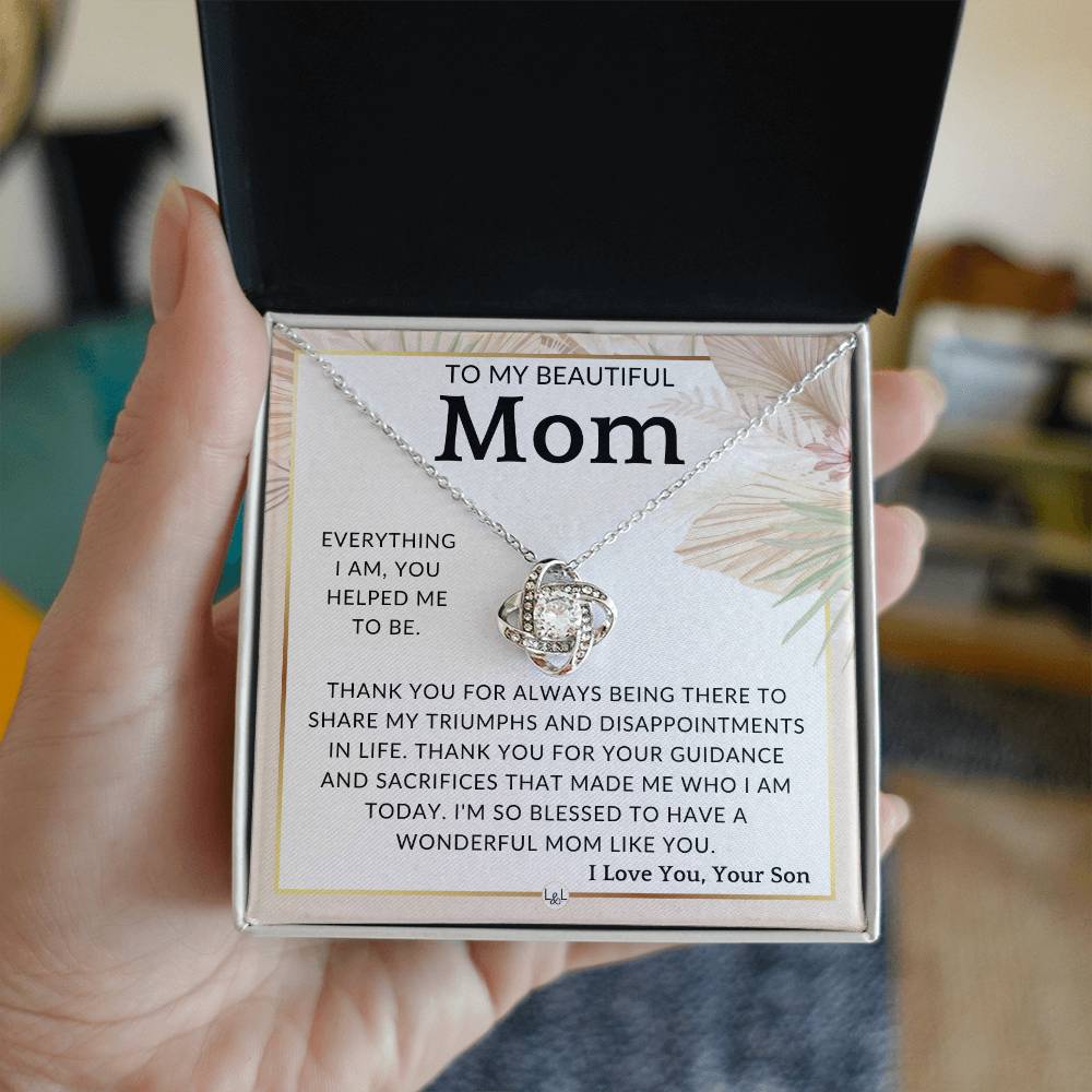 Gift for Mom, From Son - You Helped Me - To Mother, From Son - Beautiful Women's Pendant Necklace - Great For Mother's Day, Christmas, or Her Birthday - Jewelry - Personalized Gift