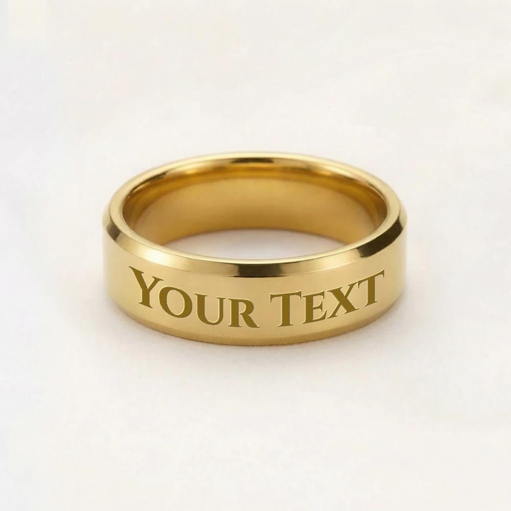 Personalized Engraved Men's Ring – Custom Stainless Steel, Gold or Black Ring Gift - Jewelry - Personalized Gift