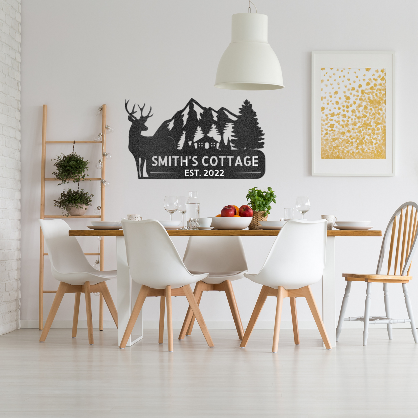 Mountain Side Cottage - Laser Cut Metal Sign - Mountain Wall Art, Mountain Silhouette