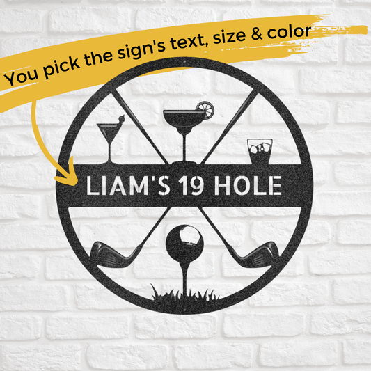 19th Hole | Personalized Golf Metal Sign - Metal Wall Art - Personalized Gift